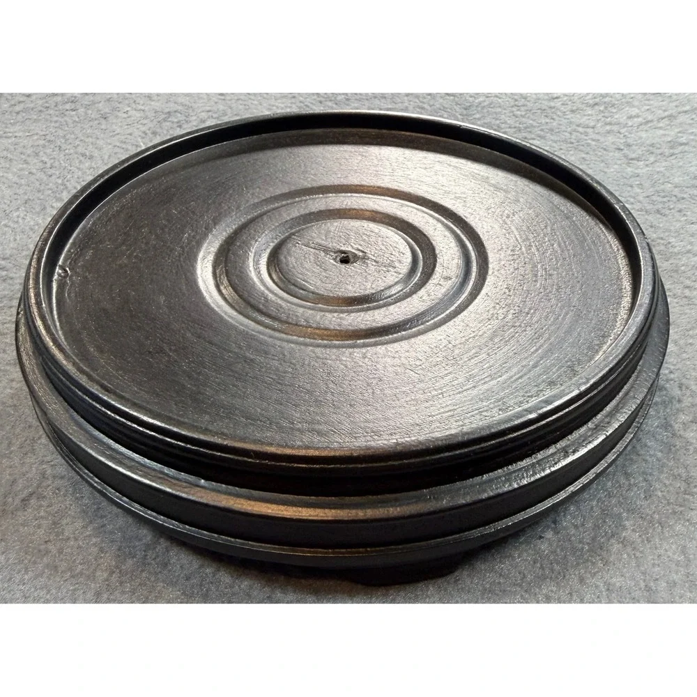 Set of 2 Round Wood Display Stands Dark Brown Risers for Vases and Statues